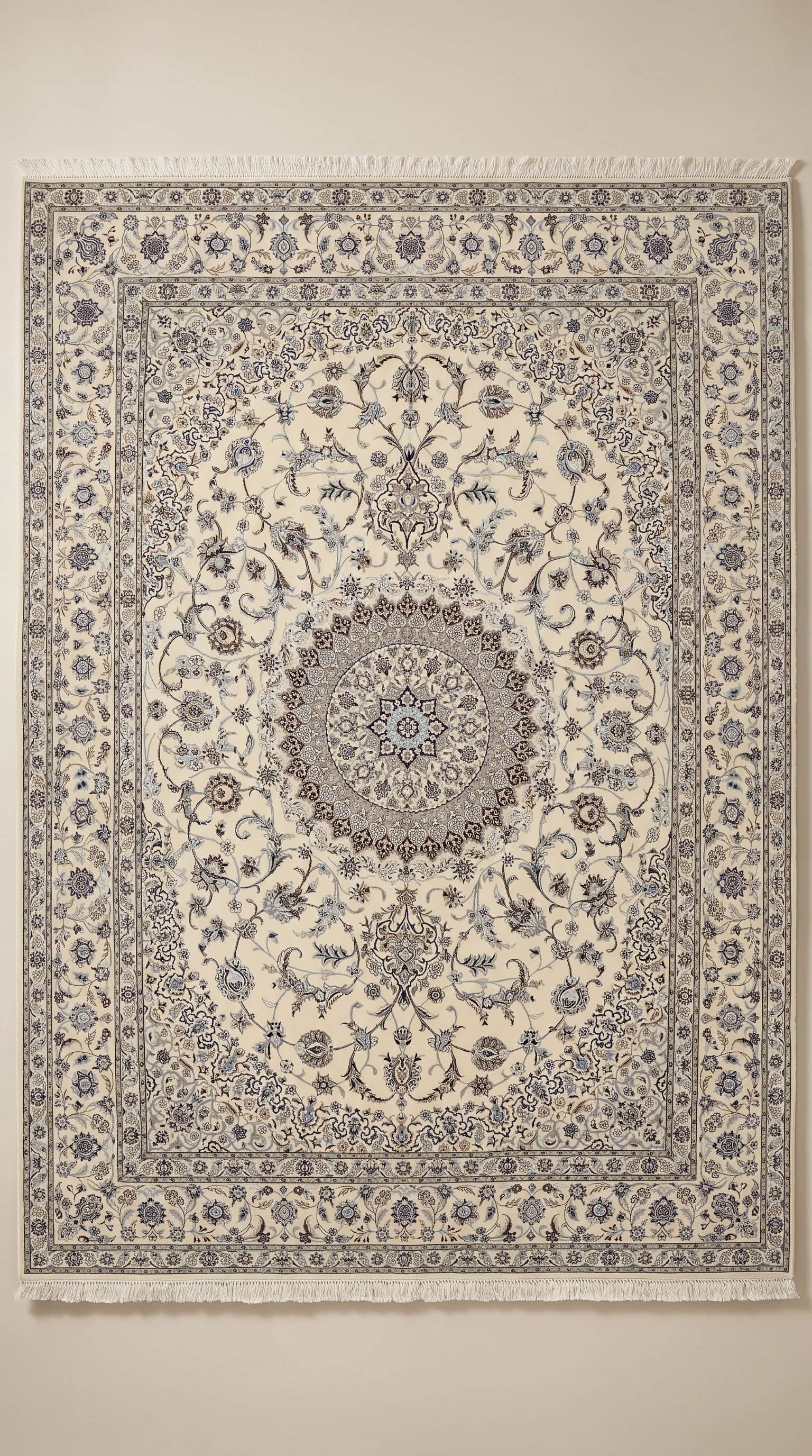 Handmade Iranian Naein Wool & Silk Carpet, Nain, Iran