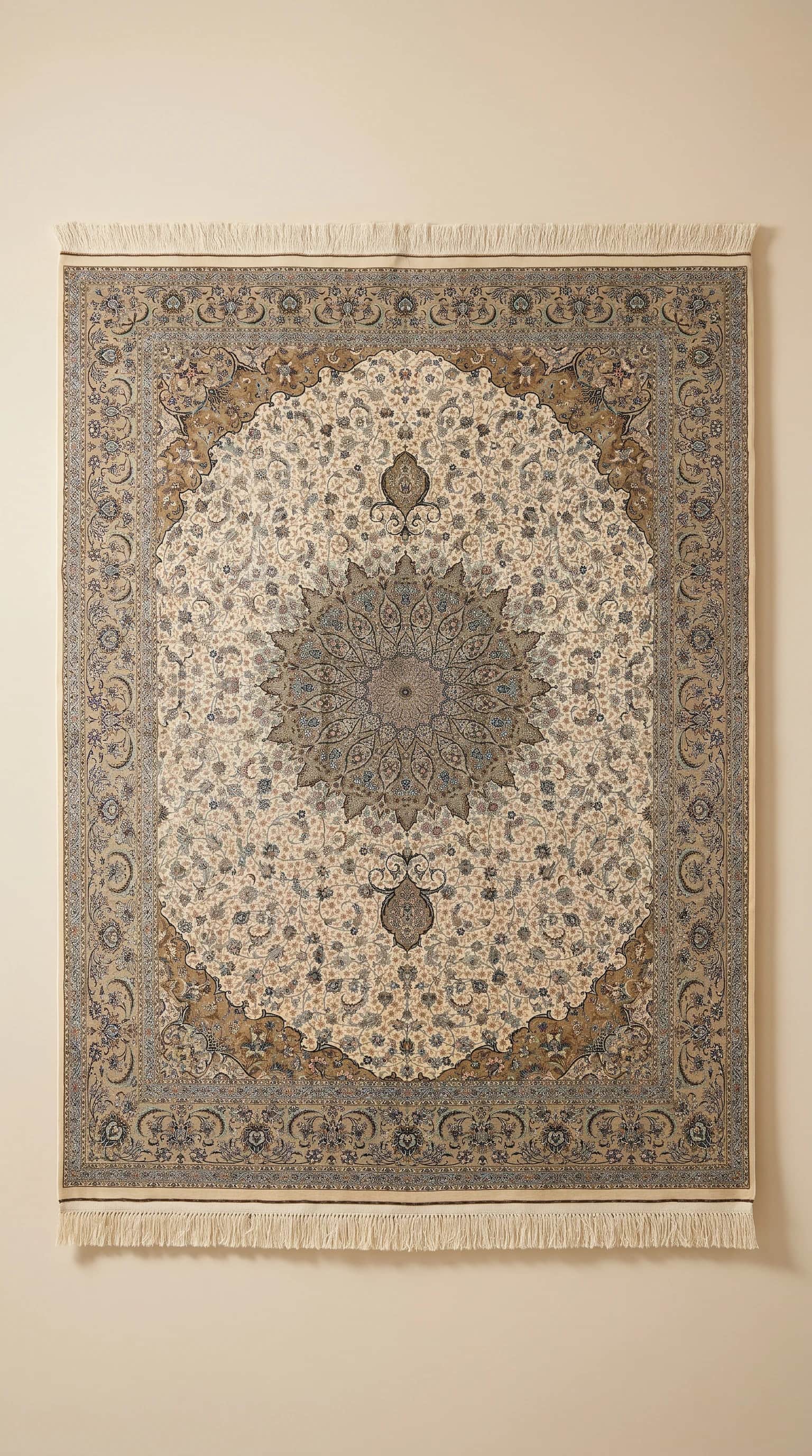 Kashan Pure Silk Handmade Carpet by Badida Farch Brand, Kashan, Iran