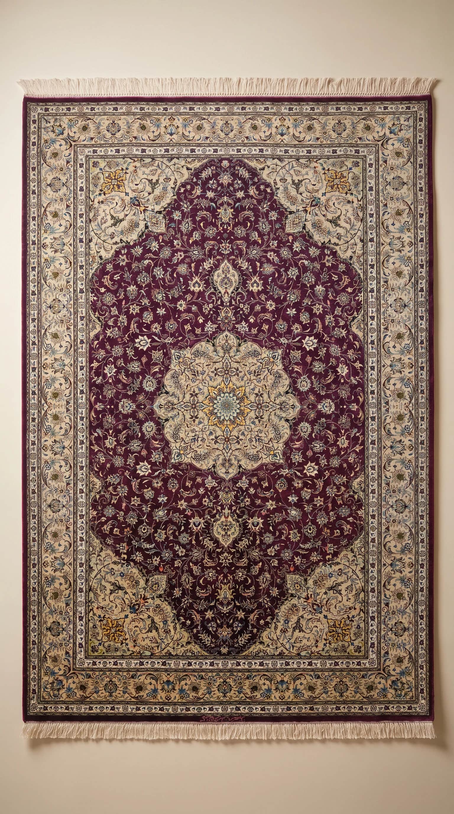 Persian Kashan Silk Rug,  Handmade Luxury Carpet in UAE, Kashan, Iran