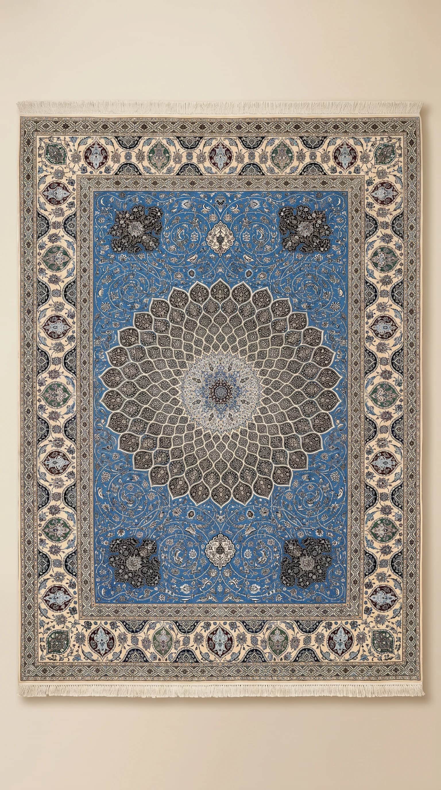 High-Quality Naeen Wool & Silk Handmade Carpet – 4.00m x 6.00m, Persian Elegance in Sharjah, Nain, Iran