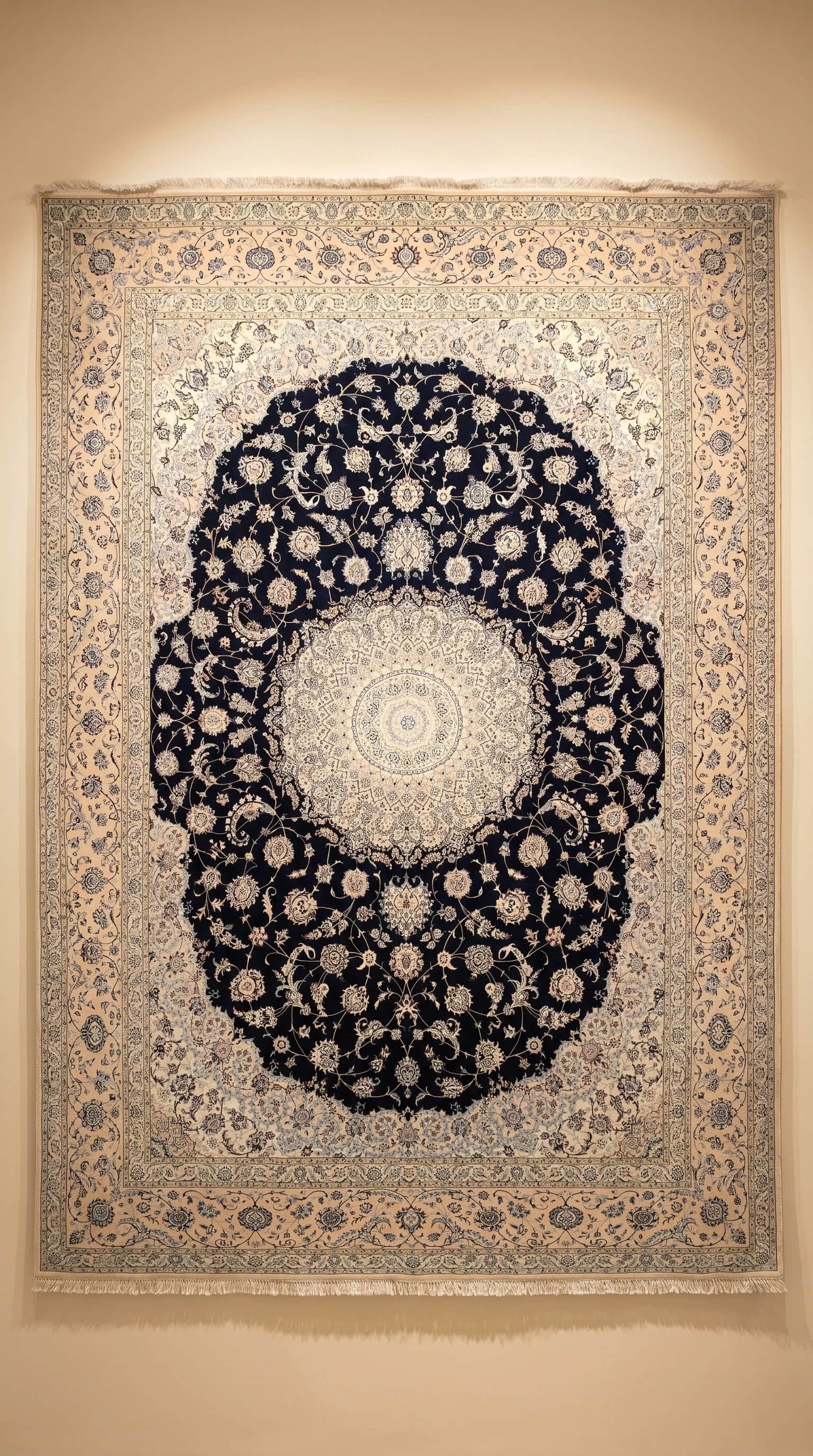 Handmade Wool & Silk Naeen Carpet From Iran. Available in Our Sharjah Showroom, Nain, Iran