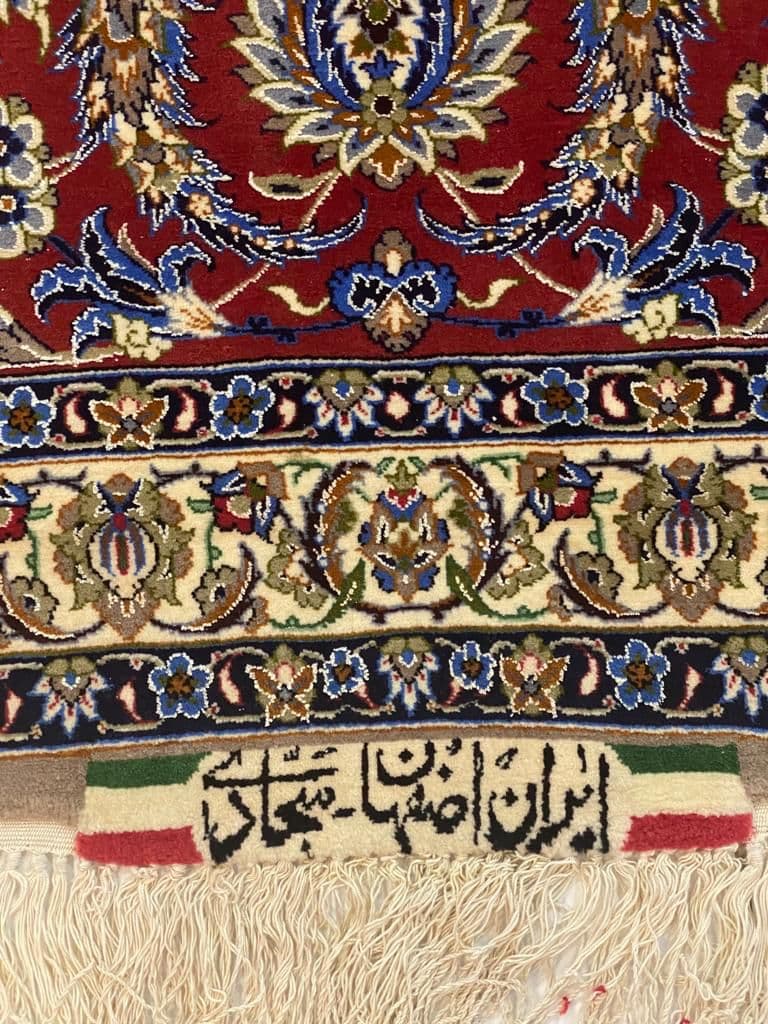 سجادة إيرانية يدوية فاخرة من أصفهان بخيوط الصوف والحرير، جودة عالية view 6