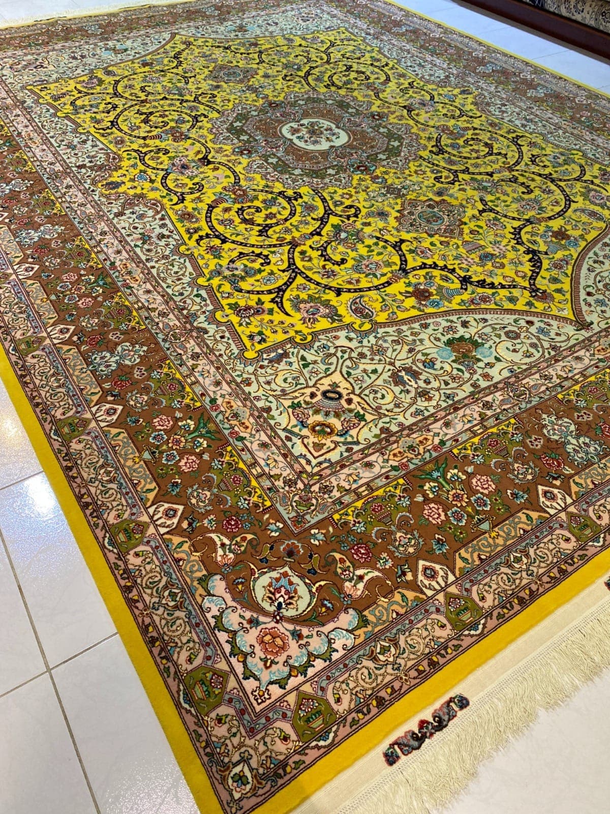 سجادة تبريز إيرانية يدوية 60 راج حريرية – 3m x 4m، تحفة فارسية فاخرة view 3