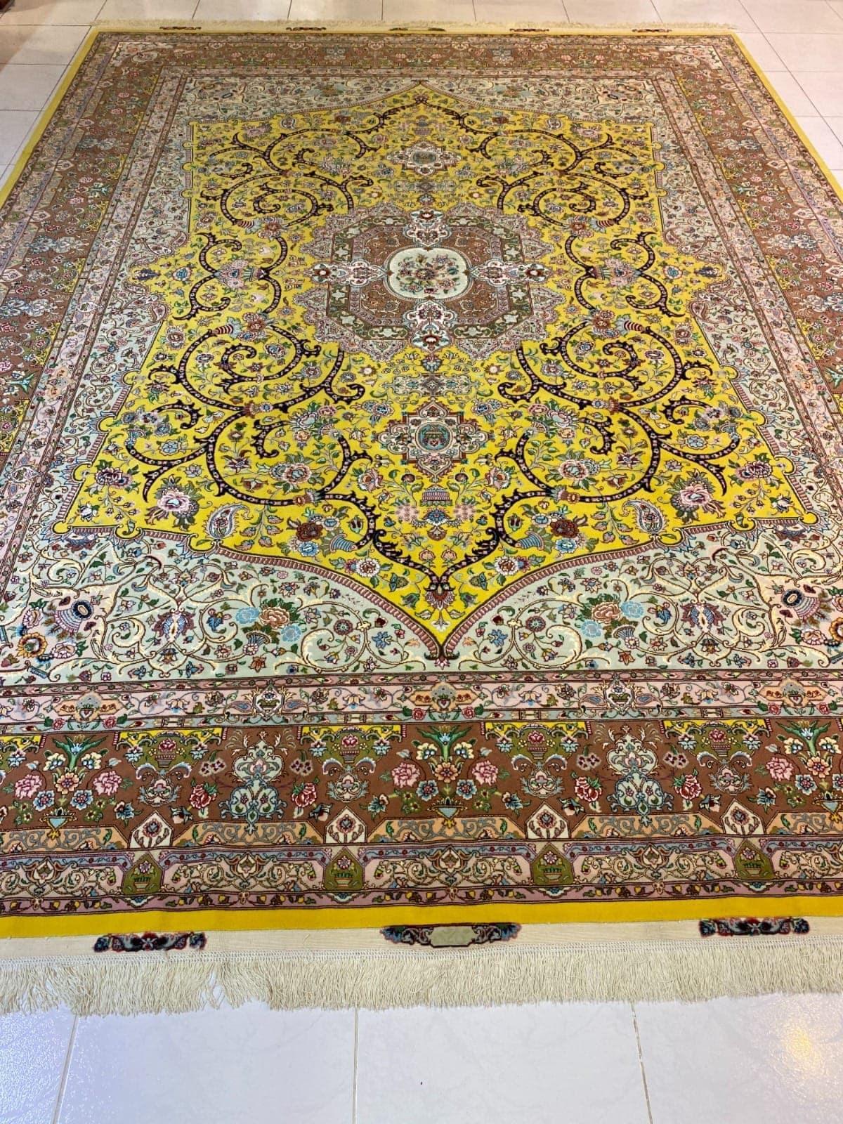 سجادة تبريز إيرانية يدوية 60 راج حريرية – 3m x 4m، تحفة فارسية فاخرة view 4