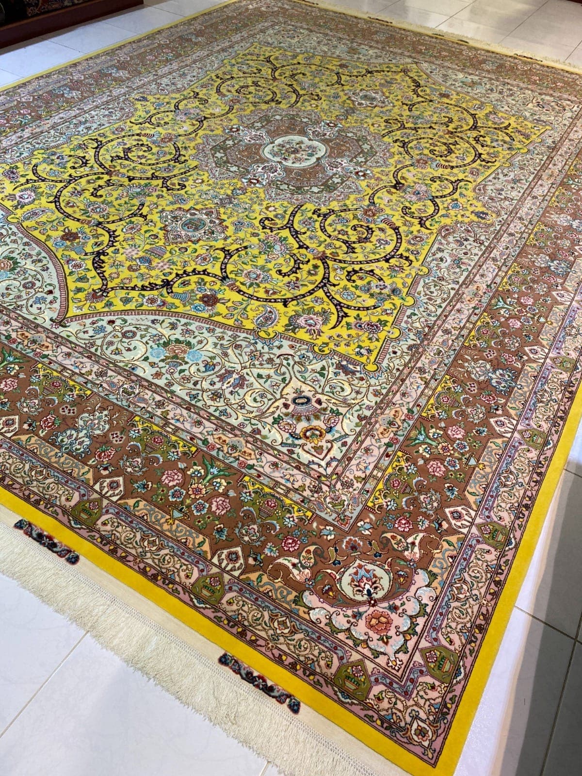 سجادة تبريز إيرانية يدوية 60 راج حريرية – 3m x 4m، تحفة فارسية فاخرة view 5
