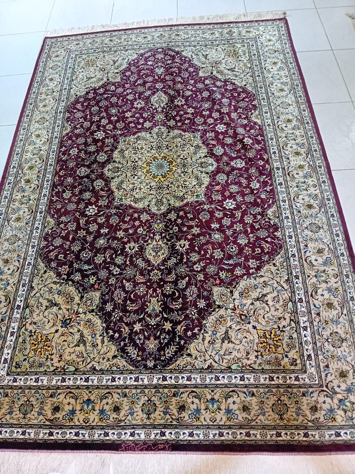 Persian Kashan Silk Rug,  Handmade Luxury Carpet in UAE view 2