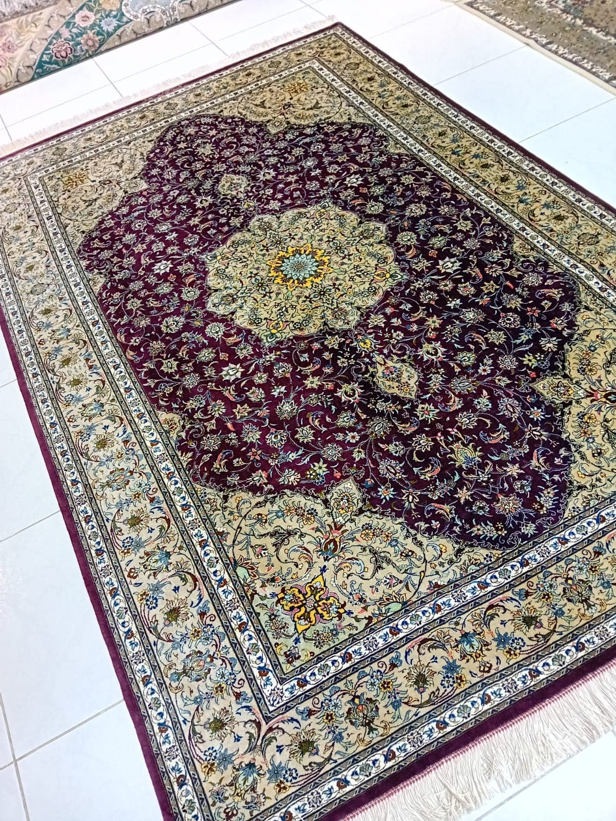 Persian Kashan Silk Rug,  Handmade Luxury Carpet in UAE view 3