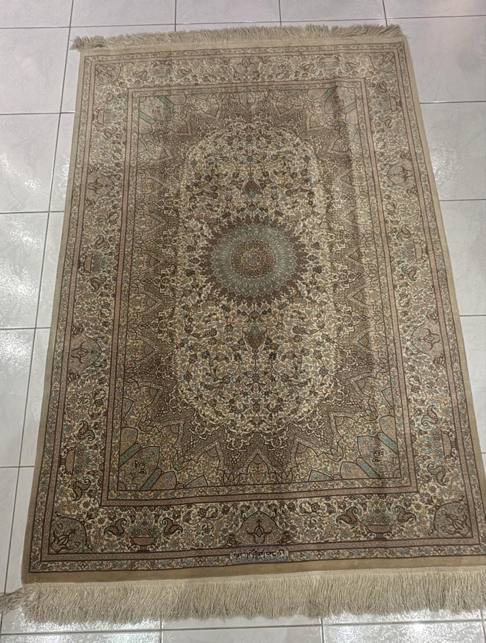 Handmade Iranian Qum Pure Silk Carpet – Luxurious Persian Rug in UAE view 3