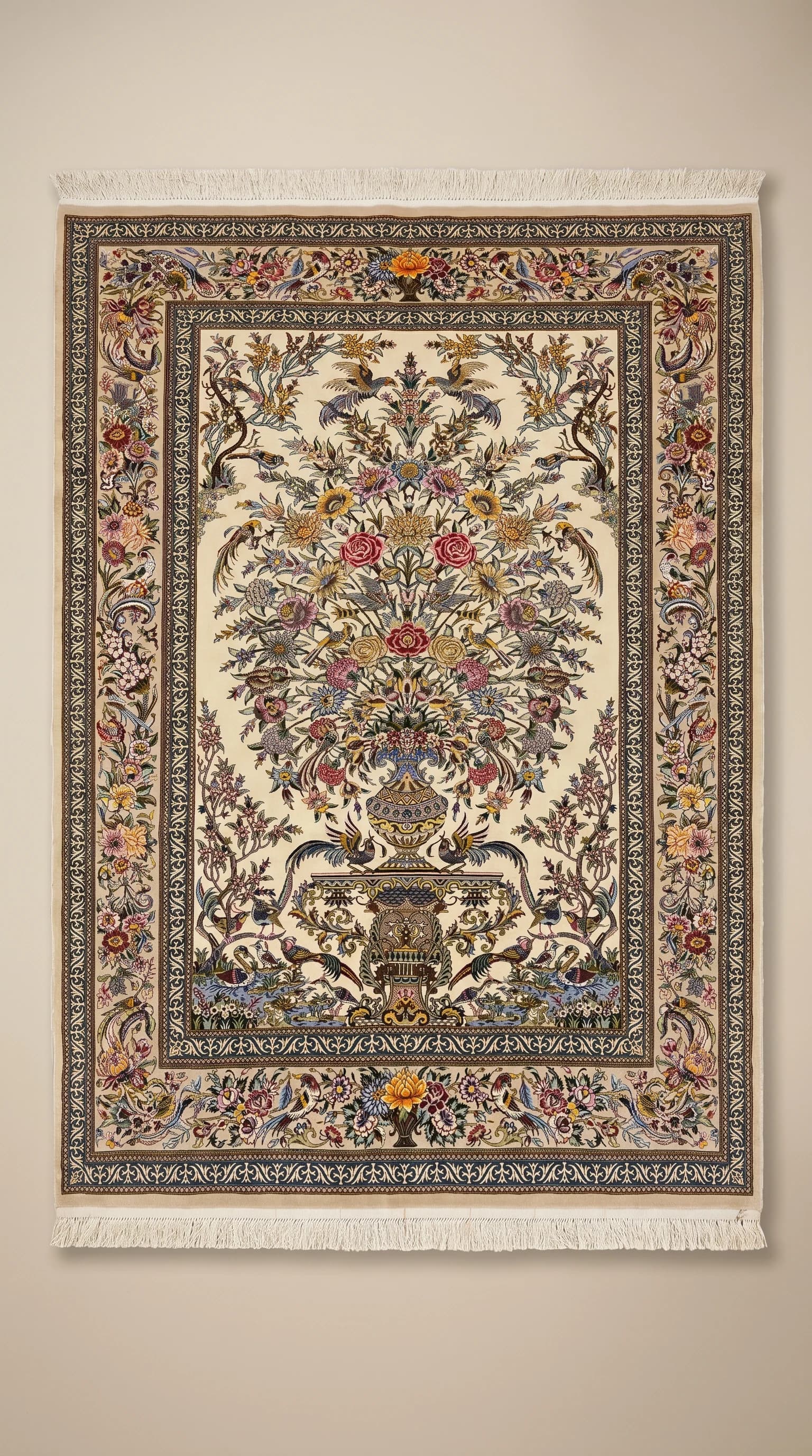 سجادة أصفهان إيمادي الفارسية اليدوية من الصوف والحرير – 2.35م × 1.50م
