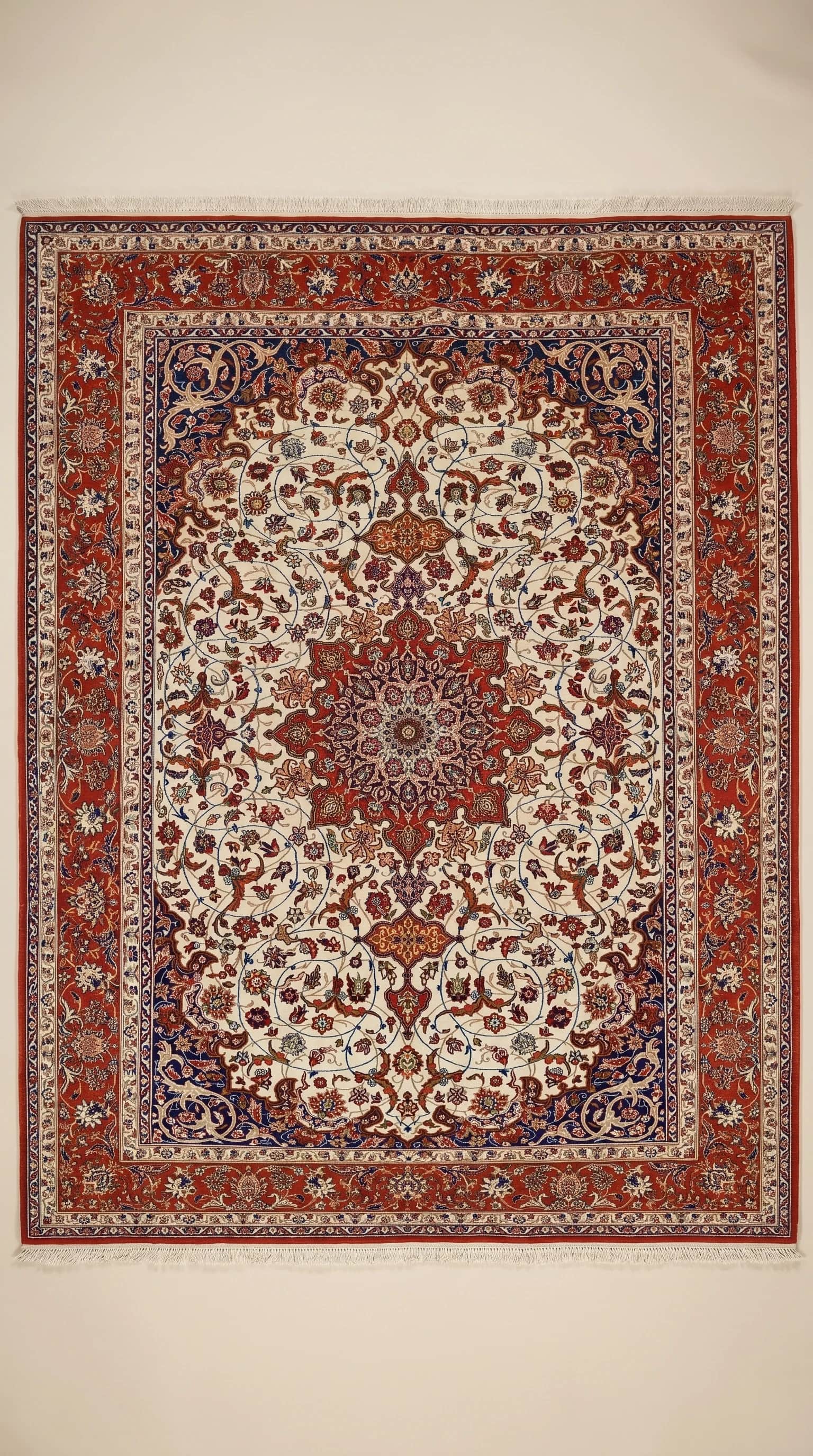سجادة أصفهان شرفيان عالية الجودة – 2.0m x 3.0m، أناقة فارسية يدوية الصنع, أصفهان، إيران