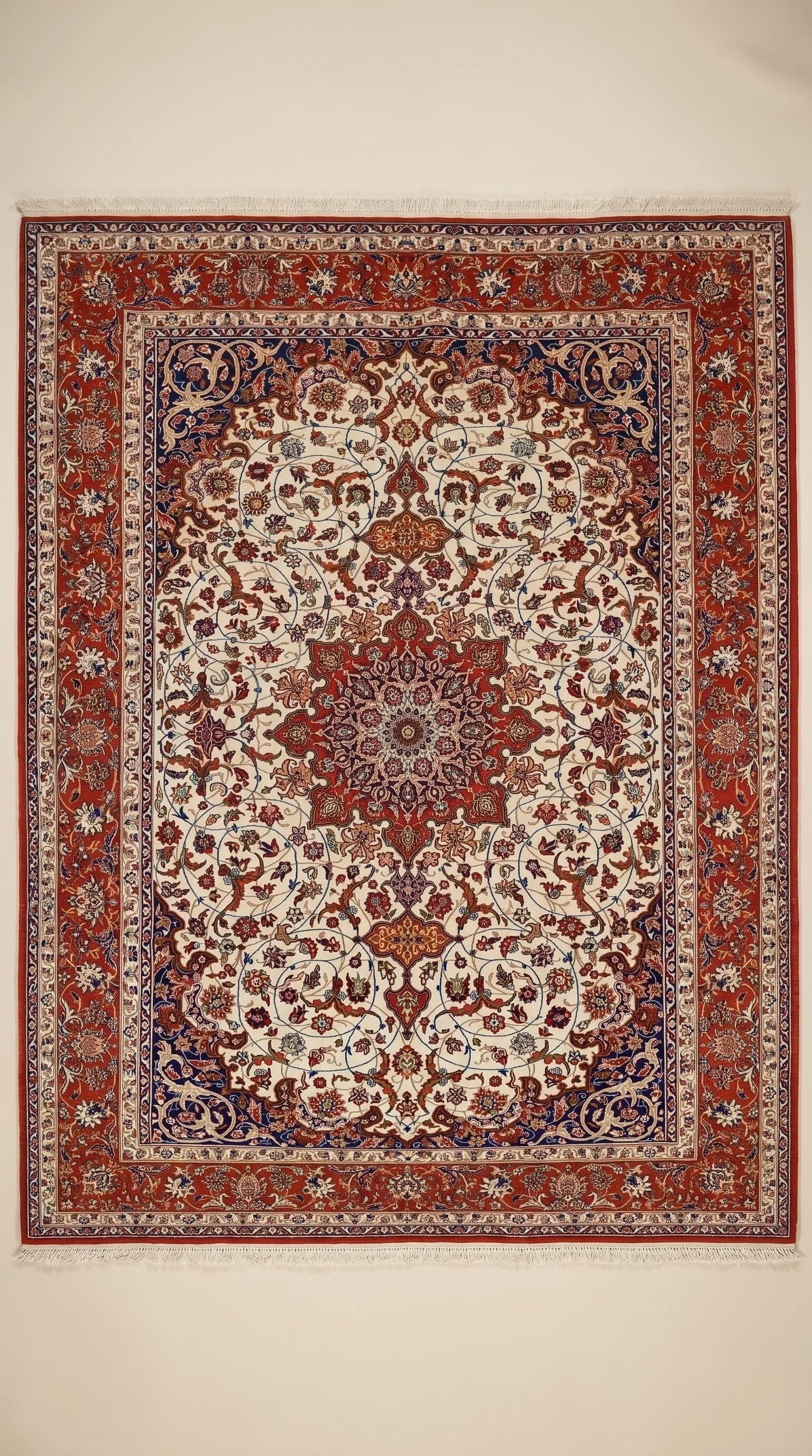 سجادة أصفهان شرفيان عالية الجودة – 2.0m x 3.0m، أناقة فارسية يدوية الصنع